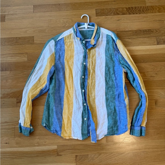 Striped Multicolor Men's or oversize women's Shirt vintage 90s y2k layering top - Picture 2 of 5